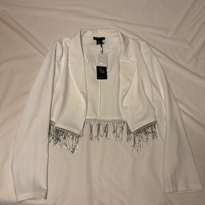 Sincerely Jules - White Blazer with Elegant Detailing - Size L